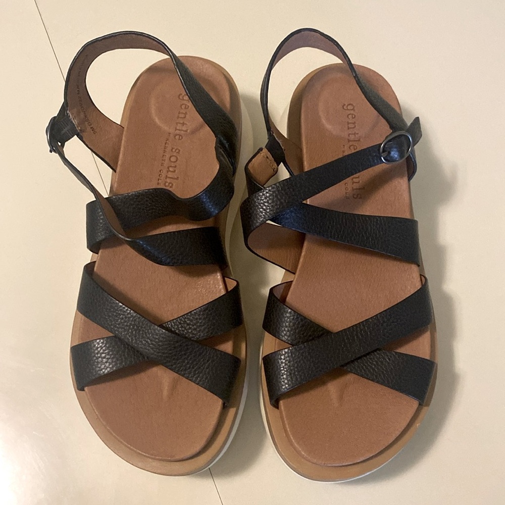 Black Reebha leather platform sandals